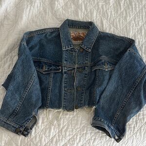 Vintage Blue Denim Cropped Jacket